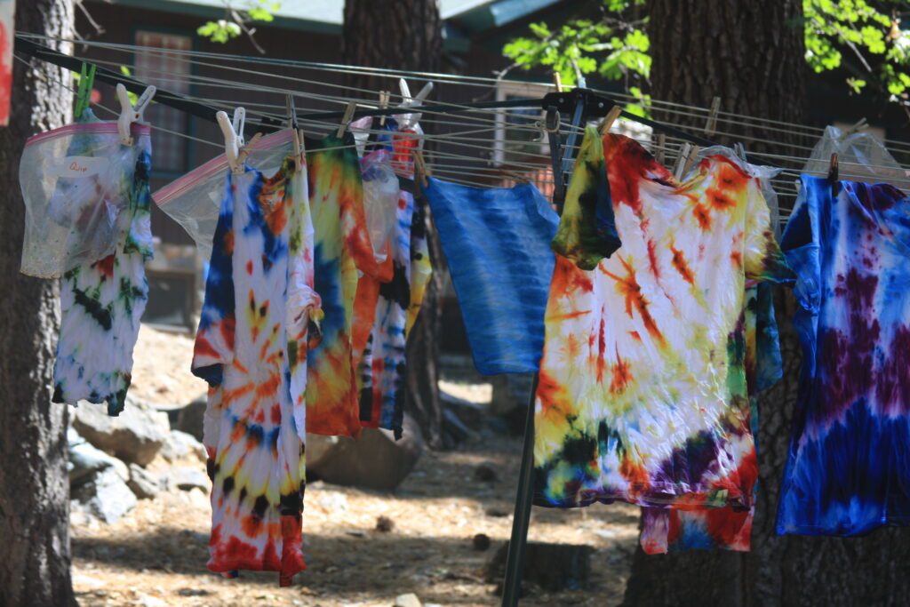 hanging tie dye shirts